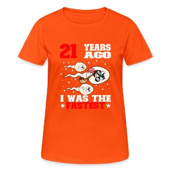Funny Birthday Quote 21 Years Old - Women's Breathable T-Shirt - neon orange - Front - AI Model Female 172 dark (172cm)