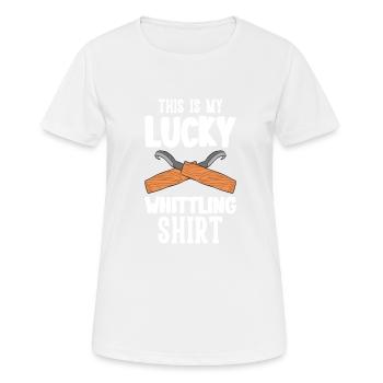 Sculpture sur bois brillant sur bois - T-shirt respirant Femme - blanc - Devant - AI Model Female 172 dark (172cm)