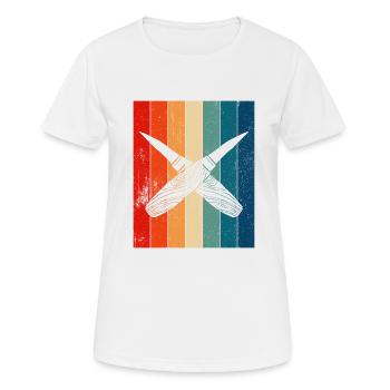 Sculpture sur bois brillant sur bois - T-shirt respirant Femme - blanc - Devant - AI Model Female 172 dark (172cm)