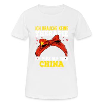 China - Frauen T-Shirt atmungsaktiv - Weiß - Vorne - AI Model Female 172 dark (172cm)