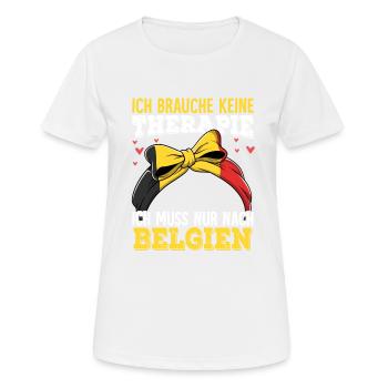 Belgien - Frauen T-Shirt atmungsaktiv - Weiß - Vorne - AI Model Female 172 dark (172cm)