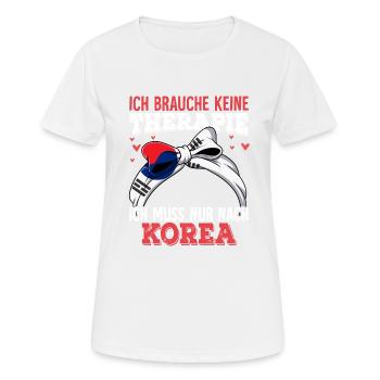 Korea - Frauen T-Shirt atmungsaktiv - Weiß - Vorne - AI Model Female 172 dark (172cm)