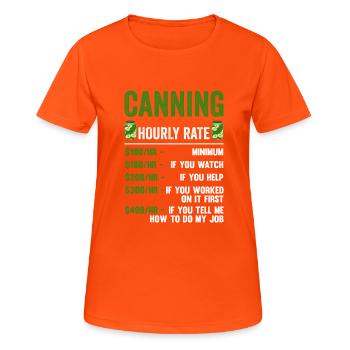Taux horaire de mise en conserve - T-shirt respirant Femme - orange néon - Devant - AI Model Female 172 dark (172cm)