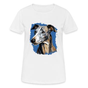 Chien lévrier - T-shirt respirant Femme - blanc - Devant - AI Model Female 172 dark (172cm)