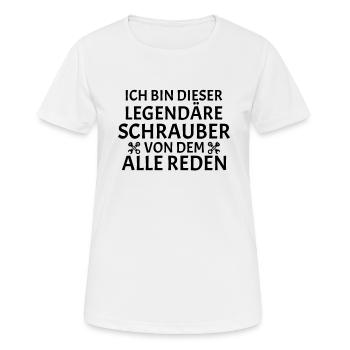 Legenden-Schrauber - Frauen T-Shirt atmungsaktiv - Weiß - Vorne - AI Model Female 172 dark (172cm)