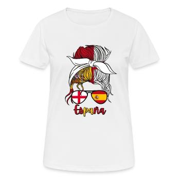 Moitié Espagnol Moitié Anglais Fille Espagne Angleterre Drapeau - T-shirt respirant Femme - blanc - Devant - AI Model Female 172 dark (172cm)