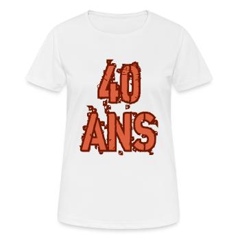 40 ANS - T-shirt respirant Femme - blanc - Devant - AI Model Female 172 dark (172cm)