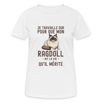 Chat de race Ragdoll 1 - T-shirt respirant Femme - blanc - Devant - AI Model Female 172 dark (172cm)