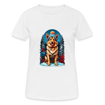 German Shepherd With Winter Hat Happier - Women's Breathable T-Shirt - white - Front - AI Model Female 172 dark (172cm)