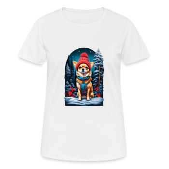 Chihuahua with winter hat Happy Chihuahua - Women's Breathable T-Shirt - white - Front - AI Model Female 172 dark (172cm)