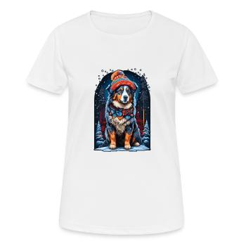 Australian Shepherd with Winter Hat Happy - Women's Breathable T-Shirt - white - Front - AI Model Female 172 dark (172cm)