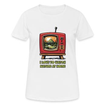 Je regarde la nature à la maison à la télévision - T-shirt respirant Femme - blanc - Devant - AI Model Female 172 dark (172cm)