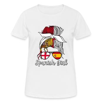 Spanisches Mädchen Englische Flagge Spanien chica española - Frauen T-Shirt atmungsaktiv - Weiß - Vorne - AI Model Female 172 dark (172cm)