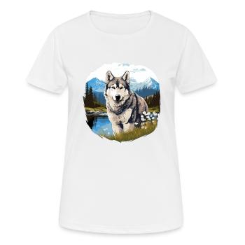 Husky - Frauen T-Shirt atmungsaktiv - Weiß - Vorne - AI Model Female 172 dark (172cm)