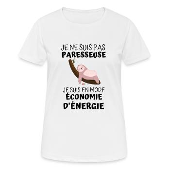 Pas paresseuse je en mode économie d énergie 2 - T-shirt respirant Femme - blanc - Devant - AI Model Female 172 dark (172cm)