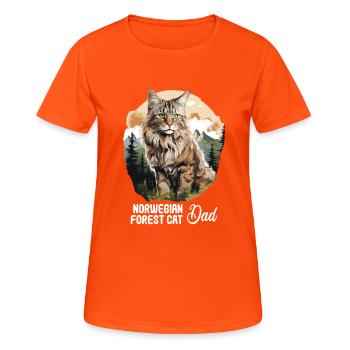 Norwegian Forest Cat - Frauen T-Shirt atmungsaktiv - Neonorange - Vorne - AI Model Female 172 dark (172cm)