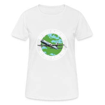 My First Airplane Ride Vacation Trip Solo - Women's Breathable T-Shirt - white - Front - AI Model Female 172 dark (172cm)