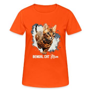 Chat du Bengale - T-shirt respirant Femme - orange néon - Devant - AI Model Female 172 dark (172cm)