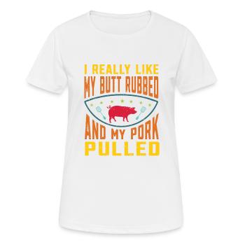 BBQ Pulled Pork Schwein Grill - Frauen T-Shirt atmungsaktiv - Weiß - Vorne - AI Model Female 172 dark (172cm)