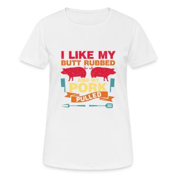 BBQ Pulled Pork Schwein Grill - Frauen T-Shirt atmungsaktiv - Weiß - Vorne - AI Model Female 172 dark (172cm)