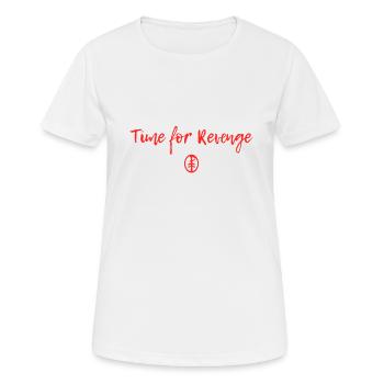 Typografie-Design: Zeit für Rache - Frauen T-Shirt atmungsaktiv - Weiß - Vorne - AI Model Female 172 dark (172cm)