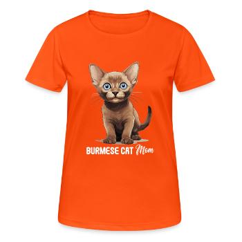 Burmese Cat Burma Katze - Frauen T-Shirt atmungsaktiv - Neonorange - Vorne - AI Model Female 172 dark (172cm)