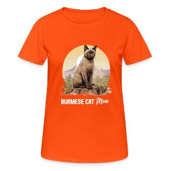 Burmese Cat Burma Katze - Women's Breathable T-Shirt - neon orange - Front - AI Model Female 172 dark (172cm)