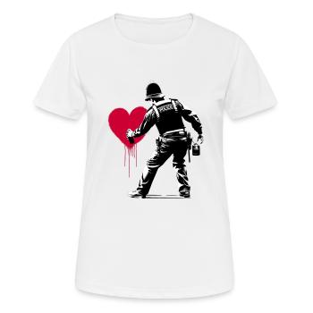 Police StreetArt Heart - Frauen T-Shirt atmungsaktiv - Weiß - Vorne - AI Model Female 172 dark (172cm)