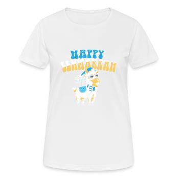 Hanukkah Jewish Costume Happy Llamakkah Llama - Frauen T-Shirt atmungsaktiv - Weiß - Vorne - AI Model Female 172 dark (172cm)