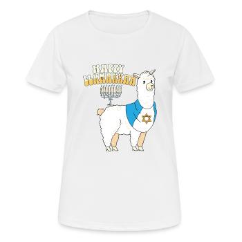 Happy Llamakkah Hanukkah Jewish Chrismukkah Llama - Frauen T-Shirt atmungsaktiv - Weiß - Vorne - AI Model Female 172 dark (172cm)