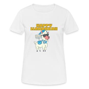 Happy Llamakkah Hanukkah Jewish Chrismukkah Llama - Frauen T-Shirt atmungsaktiv - Weiß - Vorne - AI Model Female 172 dark (172cm)