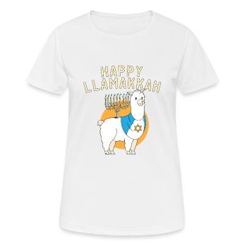 Jewish Hanukkah Happy Llamakkah Chrismukkah Llama - Frauen T-Shirt atmungsaktiv - Weiß - Vorne - AI Model Female 172 dark (172cm)