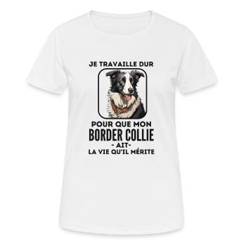 Chien de race border collie 5 - T-shirt respirant Femme - blanc - Devant - AI Model Female 172 dark (172cm)