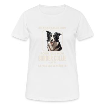 Chien de race border collie 6 - T-shirt respirant Femme - blanc - Devant - AI Model Female 172 dark (172cm)
