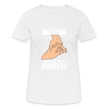 Travailleur social Travailleur de rue Travailleur de rue - T-shirt respirant Femme - blanc - Devant - AI Model Female 172 dark (172cm)