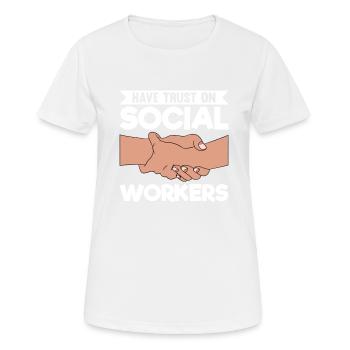 Travailleur social Travailleur de rue Travailleur de rue - T-shirt respirant Femme - blanc - Devant - AI Model Female 172 dark (172cm)
