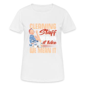 Personnel de nettoyage Nous le nettoyons comme nous le pensons - T-shirt respirant Femme - blanc - Devant - AI Model Female 172 dark (172cm)