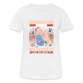 Escouade d’entretien ménager Nous le nettoyons comme nous le pensons - T-shirt respirant Femme - blanc - Devant - AI Model Female 172 dark (172cm)