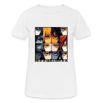 Einer von uns gleich viele von uns, wir sind viele - Frauen T-Shirt atmungsaktiv - Weiß - Vorne - AI Model Female 172 dark (172cm)
