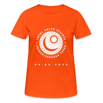 Fredericksburg, Texas, Totalité, Éclipse Solaire Totale - T-shirt respirant Femme - orange néon - Devant - AI Model Female 172 dark (172cm)