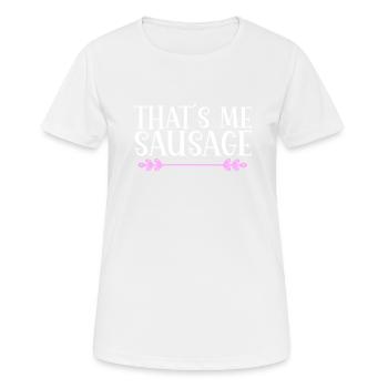 That´s me sausage. Denglisch - Frauen T-Shirt atmungsaktiv - Weiß - Vorne - AI Model Female 172 dark (172cm)