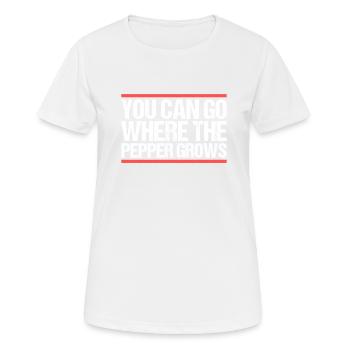 Vous pouvez aller là où pousse le poivre. Danglais - T-shirt respirant Femme - blanc - Devant - AI Model Female 172 dark (172cm)