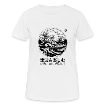 Profitez du tsunami devant la vague de Kanagawa - T-shirt respirant Femme - blanc - Devant - AI Model Female 172 dark (172cm)