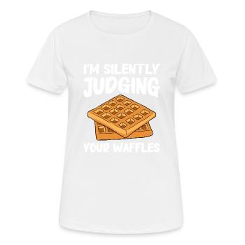 Waffle making waffle maker - Women's Breathable T-Shirt - white - Front - AI Model Female 172 dark (172cm)