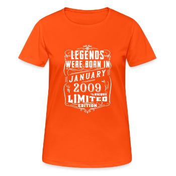 Birthday January 2009 year Limited Edition - Women's Breathable T-Shirt - neon orange - Front - AI Model Female 172 dark (172cm)
