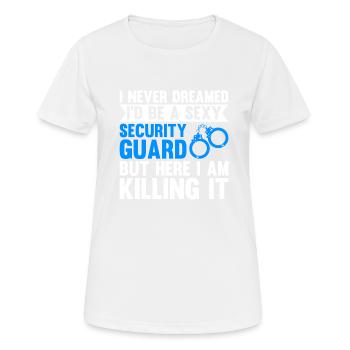 Security Kleidung Security Zubehör - Frauen T-Shirt atmungsaktiv - Weiß - Vorne - AI Model Female 172 dark (172cm)