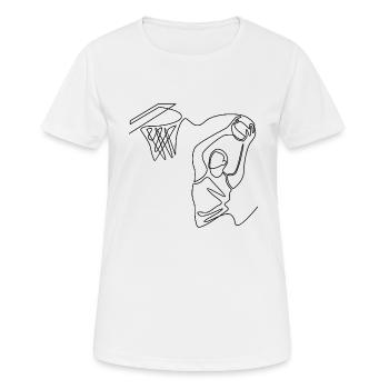 Basket-ball Joueur de basket-ball Slam Dunk Lineart - T-shirt respirant Femme - blanc - Devant - AI Model Female 172 dark (172cm)