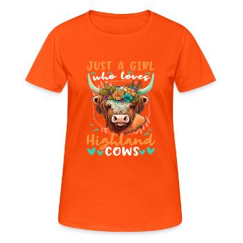 Juste une fille qui aime les vaches - T-shirt respirant Femme - orange néon - Devant - AI Model Female 172 dark (172cm)