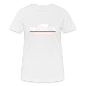 Komm wir essen, Opa. Satzzeichen retten Leben - Frauen T-Shirt atmungsaktiv - Weiß - Vorne - AI Model Female 172 dark (172cm)