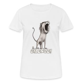 The cartoon lion roars: CALM - Women's Breathable T-Shirt - white - Front - AI Model Female 172 dark (172cm)